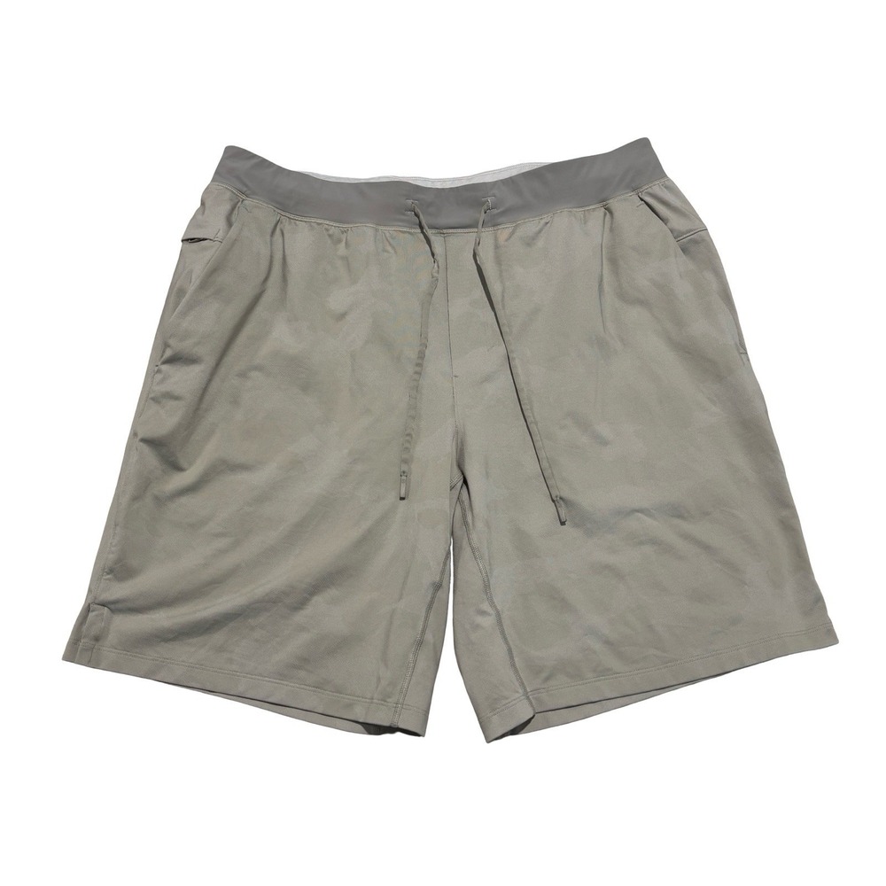 Lululemon Men's Unlined Athletic Gym Running Shorts Beige Size XXL 35 x 10